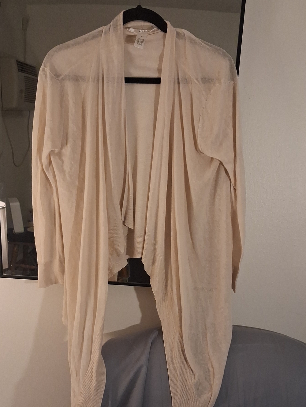 Kenar Light Cream Draped Open-Front Cardigan Linen/Cotton Med